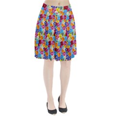 Pansies  Watercolor Flowers Pleated Skirt by SychEva