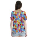 Pansies  Watercolor Flowers V-Neck Flutter Sleeve Top View2