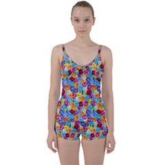 Pansies  Watercolor Flowers Tie Front Two Piece Tankini by SychEva