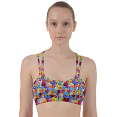 Pansies  Watercolor Flowers Line Them Up Sports Bra by SychEva