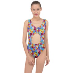 Pansies  Watercolor Flowers Center Cut Out Swimsuit by SychEva