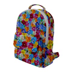 Pansies  Watercolor Flowers Flap Pocket Backpack (large) by SychEva