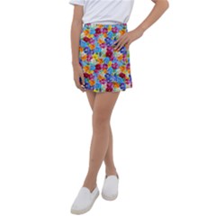 Pansies  Watercolor Flowers Kids  Tennis Skirt by SychEva