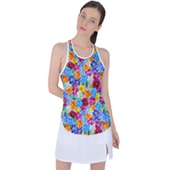 Pansies  Watercolor Flowers Racer Back Mesh Tank Top by SychEva