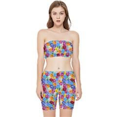 Pansies  Watercolor Flowers Stretch Shorts And Tube Top Set by SychEva