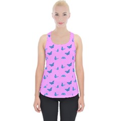 Blue Butterflies At Pastel Pink Color Background Piece Up Tank Top