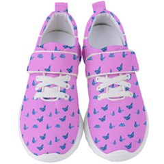 Blue Butterflies At Pastel Pink Color Background Women s Velcro Strap Shoes by Casemiro