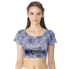 Folk Floral Pattern  Abstract Flowers Surface Design  Seamless Pattern Short Sleeve Crop Top by Eskimos