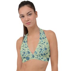 Folk Floral Pattern  Abstract Flowers Surface Design  Seamless Pattern Halter Plunge Bikini Top by Eskimos