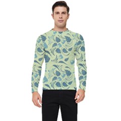 Folk Floral Pattern  Abstract Flowers Surface Design  Seamless Pattern Men s Long Sleeve Rash Guard