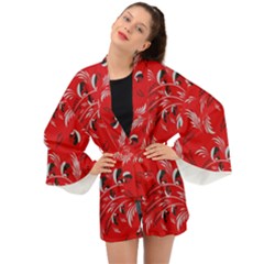 Folk Floral Pattern  Abstract Flowers Surface Design  Seamless Pattern Long Sleeve Kimono by Eskimos