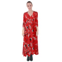 Folk Floral Pattern  Abstract Flowers Surface Design  Seamless Pattern Button Up Maxi Dress by Eskimos