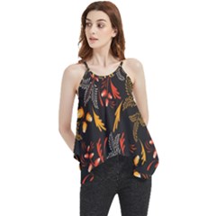 Folk Floral Pattern  Abstract Flowers Surface Design  Seamless Pattern Flowy Camisole Tank Top