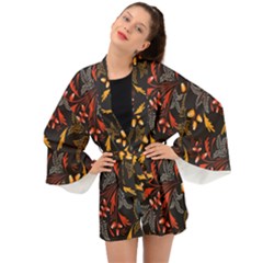 Folk Floral Pattern  Abstract Flowers Surface Design  Seamless Pattern Long Sleeve Kimono by Eskimos