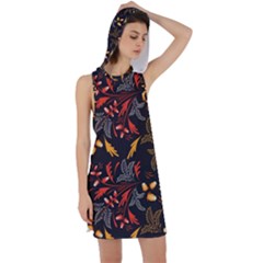 Folk Floral Pattern  Abstract Flowers Surface Design  Seamless Pattern Racer Back Hoodie Dress by Eskimos