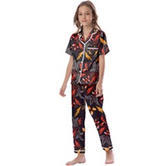 Folk Floral Pattern  Abstract Flowers Surface Design  Seamless Pattern Kids  Satin Short Sleeve Pajamas Set