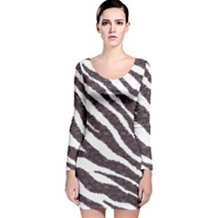 Zebra Long Sleeve Velvet Bodycon Dress