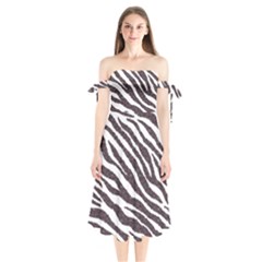 Zebra Shoulder Tie Bardot Midi Dress by PollyParadise