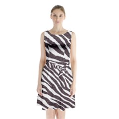 Zebra Sleeveless Waist Tie Chiffon Dress by PollyParadise