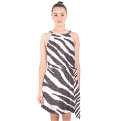 Zebra Halter Collar Waist Tie Chiffon Dress by PollyParadise