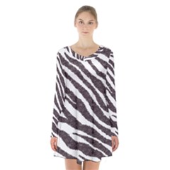 Zebra Long Sleeve Velvet V-neck Dress