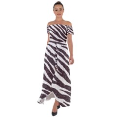 Zebra Off Shoulder Open Front Chiffon Dress by PollyParadise