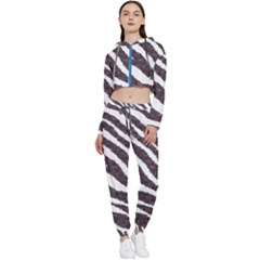 Zebra Cropped Zip Up Lounge Set