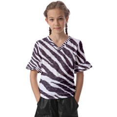 Zebra Kids  V-neck Horn Sleeve Blouse