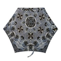 Grey Layers Marbling Mini Folding Umbrellas by kaleidomarblingart