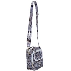 Grey Layers Marbling Shoulder Strap Belt Bag by kaleidomarblingart