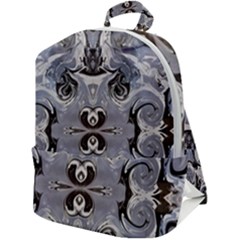 Grey Layers Marbling Zip Up Backpack by kaleidomarblingart