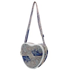 Moon Stone Patterns Heart Shoulder Bag by kaleidomarblingart