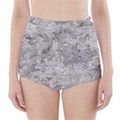 Silver Abstract Grunge Texture Print High-waisted Bikini Bottoms