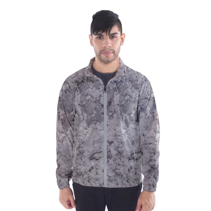 Silver Abstract Grunge Texture Print Men s Windbreaker