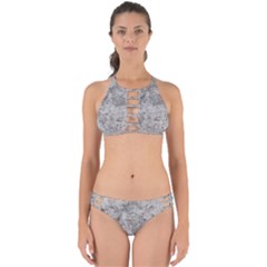 Silver Abstract Grunge Texture Print Perfectly Cut Out Bikini Set by dflcprintsclothing