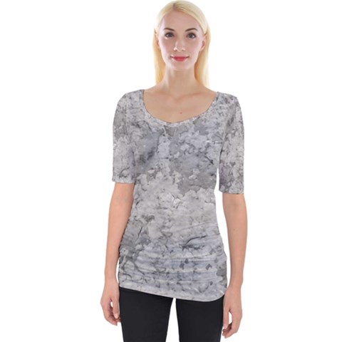 Silver Abstract Grunge Texture Print Wide Neckline Tee by dflcprintsclothing