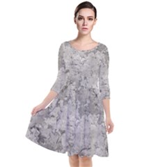 Silver Abstract Grunge Texture Print Quarter Sleeve Waist Band Dress by dflcprintsclothing