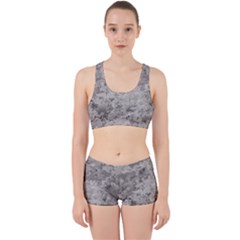 Silver Abstract Grunge Texture Print Work It Out Gym Set by dflcprintsclothing