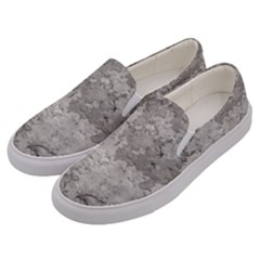 Silver Abstract Grunge Texture Print Men s Canvas Slip Ons by dflcprintsclothing