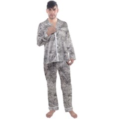 Silver Abstract Grunge Texture Print Men s Long Sleeve Satin Pajamas Set by dflcprintsclothing