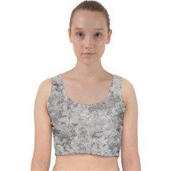 Silver Abstract Grunge Texture Print Velvet Racer Back Crop Top by dflcprintsclothing