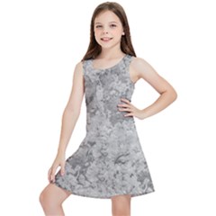 Silver Abstract Grunge Texture Print Kids  Lightweight Sleeveless Dress