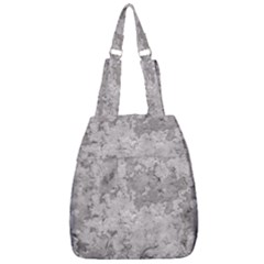 Silver Abstract Grunge Texture Print Center Zip Backpack