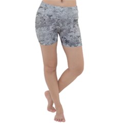 Silver Abstract Grunge Texture Print Lightweight Velour Yoga Shorts by dflcprintsclothing