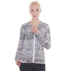 Silver Abstract Grunge Texture Print Casual Zip Up Jacket by dflcprintsclothing