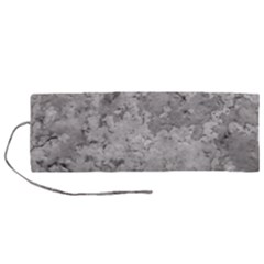 Silver Abstract Grunge Texture Print Roll Up Canvas Pencil Holder (m) by dflcprintsclothing