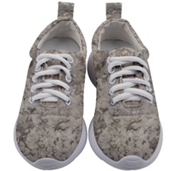 Silver Abstract Grunge Texture Print Kids Athletic Shoes by dflcprintsclothing