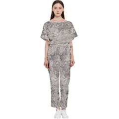 Silver Abstract Grunge Texture Print Batwing Lightweight Jumpsuit by dflcprintsclothing