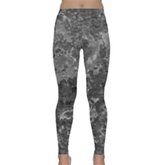 Dark Grey Abstract Grunge Texture Print Classic Yoga Leggings by dflcprintsclothing