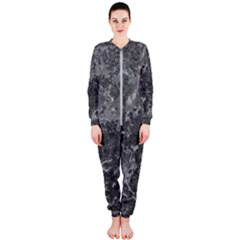 Dark Grey Abstract Grunge Texture Print Onepiece Jumpsuit (ladies)  by dflcprintsclothing